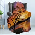 thumbnail image 4 of Country Soft Flannel Fleece Blanket, Picture of Old Tree Bending over River with Mountain Landscape at Sunset, Cozy Plush for Indoor and Outdoor Use, 60" x 80", Burnt Orange Purple, by Ambesonne, 4 of 5