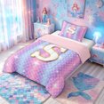 thumbnail image 2 of meiyoeat Mermaid Letter S Twin Comforter Sets for Girls, Glitter Scale Print Bedding Set, Iridescent, Pink Reversible, 2-Piece, 1 Comforter and 1 Pillowcase, 2 of 6