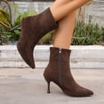 thumbnail image 2 of Womens Chic Ankle Booties Pointed Toe Stiletto Heel Shoes Side Zip Faux Suede Fashion Short Party Evening Date Night Office Daily Wear Boots, 2 of 10