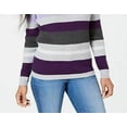 thumbnail image 3 of Karen Scott Women's Cotton Striped Sweater Purple Size Large, 3 of 3