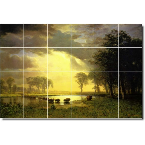 Ceramic Tile Mural-Albert Bierstadt Landscapes Painting 91. 25.5" w x 17" h using (24) 4.25 x 4.25 ceramic tiles