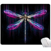 Purple Dragonfly Mouse Pad, Animal Art Mouse Pads, Mouse Mat Square Waterproof Mouse Pad Non Slip Rubber Base MousePads