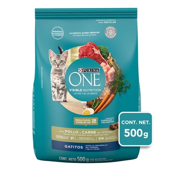 Alimento para Gato Purina One Gatitos Pollo y Carne 500 g