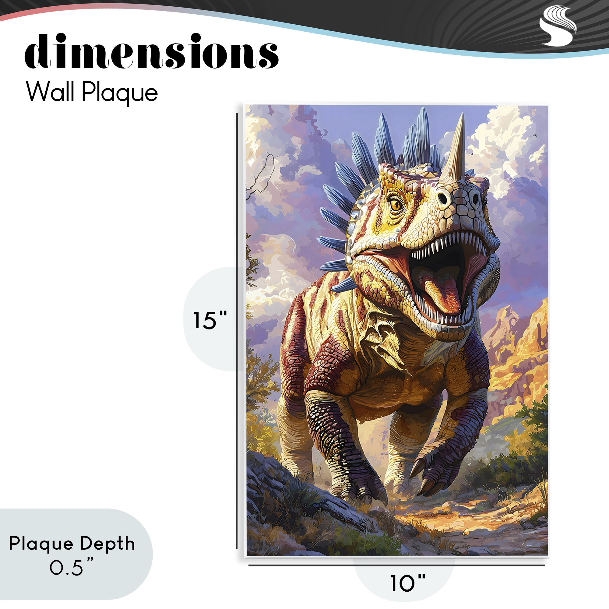 Stupell Industries Fierce Horned Dinosaur Wall Plaque Art, design by Creative Studio