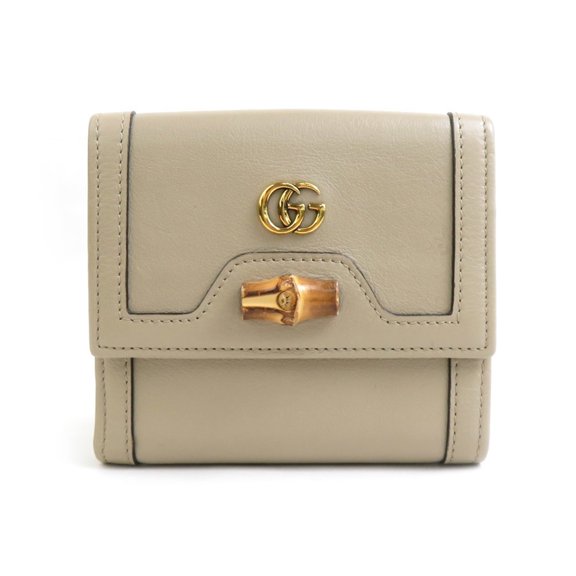 Pre-Owned GUCCI Bi-fold wallet GG Marmont leather beige women's 671789 r10325a (Good)