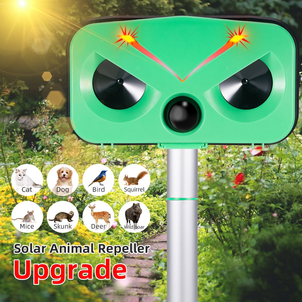 Jahy2Tech Ultrasonic Outdoor Animal Repeller, Outdoor Solar Powered Animal Repeller Waterproof with Motion Sensor & Flashing Light
