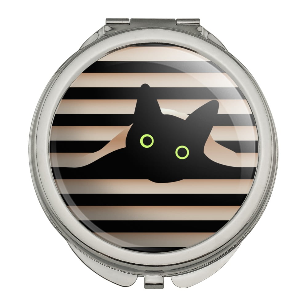 Black Cat In Window Compact Travel Purse Handbag Makeup Mirror