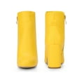 thumbnail image 2 of BLISSFUL STEP WOmen's Ankle Boots Chunky Heel Round Toe Side Zipper Faux Leather Boots Yellow 7, 2 of 6