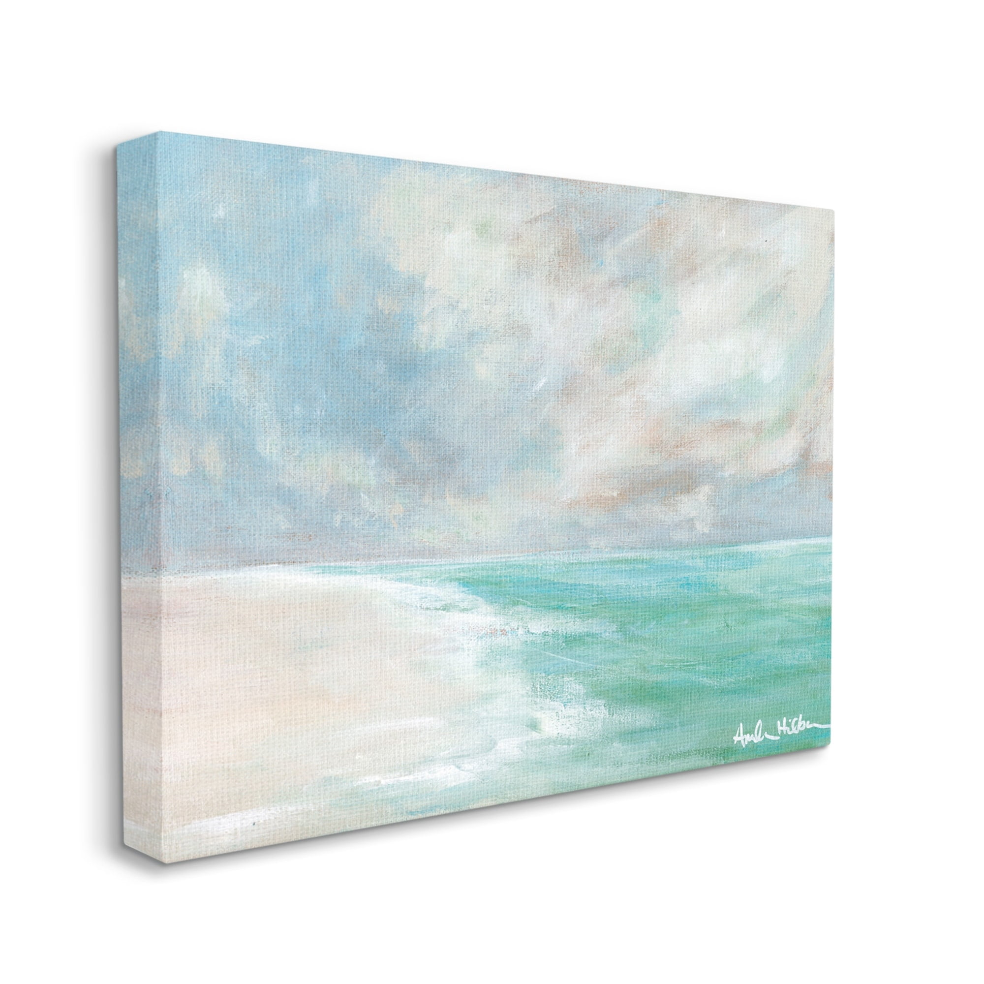 Stupell Peaceful Beach Foam Shore Scenery Landscape Painting Gallery Wrapped Canvas Print Wall Art