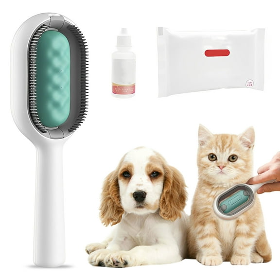 Upgraded Cat Grooming Brush - Cat Brush With Wipes, Cleaning Fur Pet Hair Cleaner Brush for Massage And Removing Loose Fur (with 20ml Wash-free Essence 10 Wipes)