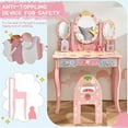 thumbnail image 4 of Pemberly Row Coiffeuse pour Enfants Princesse Table de Maquillage Chaise Ensemble avec Miroir Rose, 4 of 8