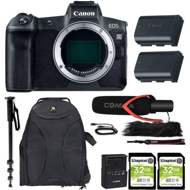 Canon EOS R Mirrorless Camera + Professional Condenser Microphone + Accessory Bundle