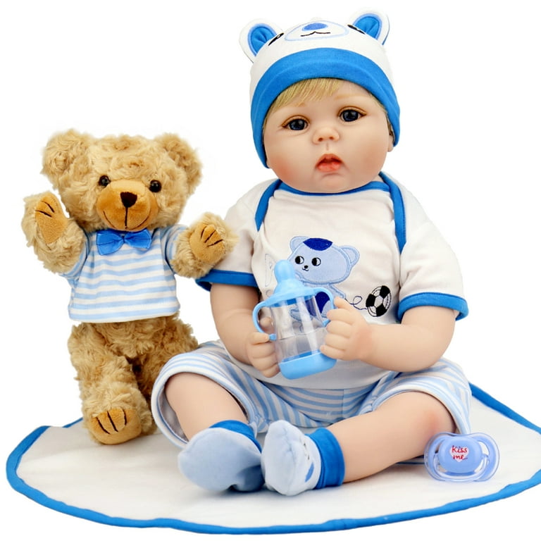 Aori Reborn Baby Dolls Boy - 22 inch Lifelike Weighted Newborn Doll with  Feeding Toy Accessories Set