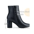 thumbnail image 5 of BLISSFUL STEP Women's Ankle Boots Block Heel Pointed Toe Buckle Side Zipper Boots Dark Blue 8.5, 5 of 6