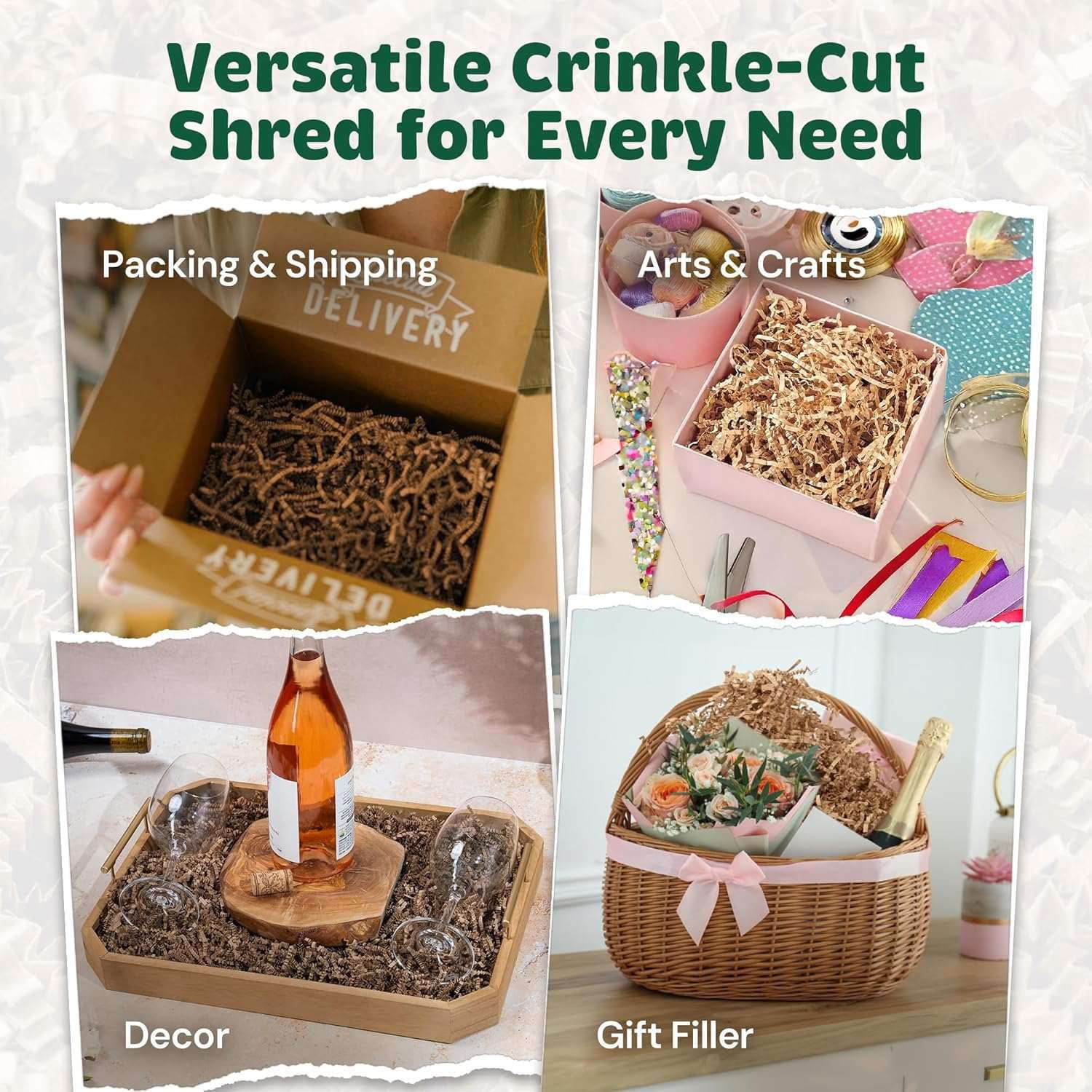 CrinklePak 40 lb Kraft Crinkle Cut Paper – Decorative Shred for Gift Baskets & Packaging
