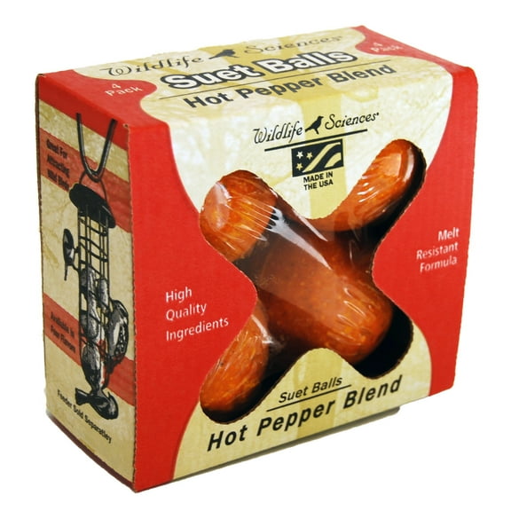 Wildlife Sciences Suet Ball Hot Pepper - For Wild Birds - 4 Pack