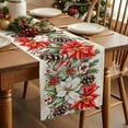 thumbnail image 2 of Red White Flowers Cotton Linen Table Runner Pine Cone Winter Snowflakes Christmas Vintage Letter Dining Table Runners for Home Decor Party Dining Room Restaurant Kitchen Party 13" x 48", 2 of 9