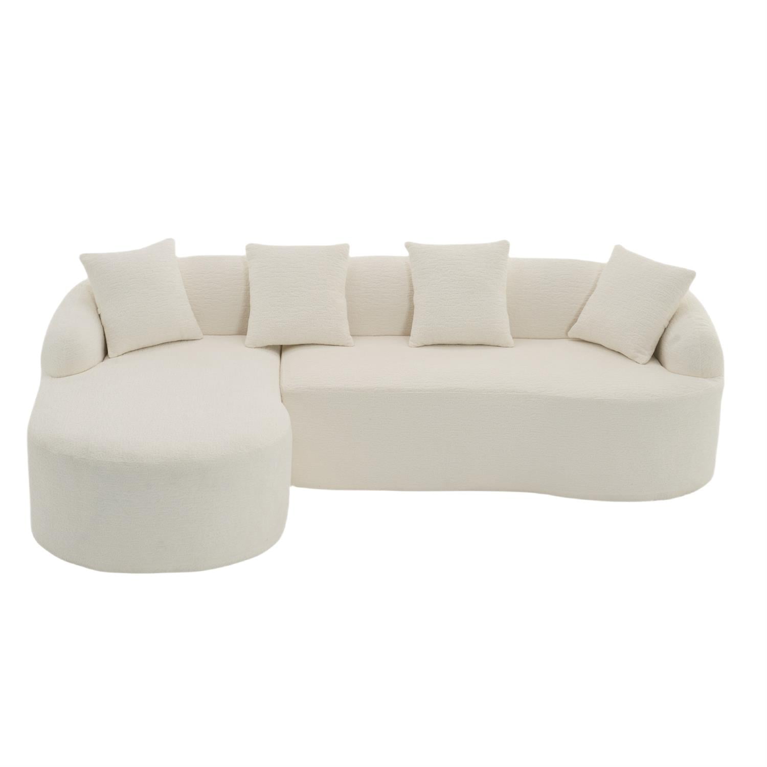 Demi Bonn 98" Cozy L-Shape Sectional Sofa with Curved Chaise, High-Density Foam, Chenille Modular Couch for Living Room, Supports 900 lbs, White