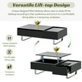 thumbnail image 4 of Tensun Black Lift Top Coffee Table - 45 Inch Contemporary Center Table with Drawer and Metal Frame Legs, High-Gloss Surface, Ideal for Living Room, 4 of 5