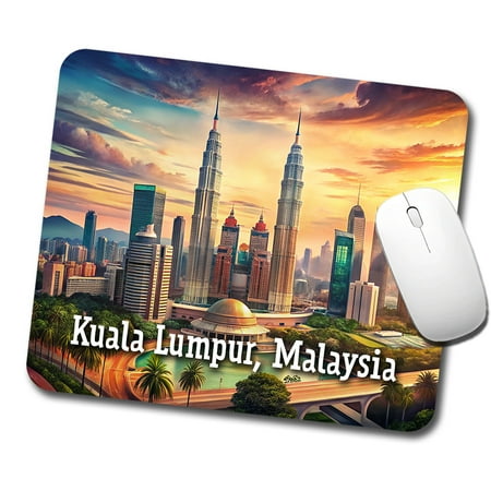 Kuala Lumpur, Malaysia Travel City Country Stamp Mouse Pad Low Profile Gaming Mat