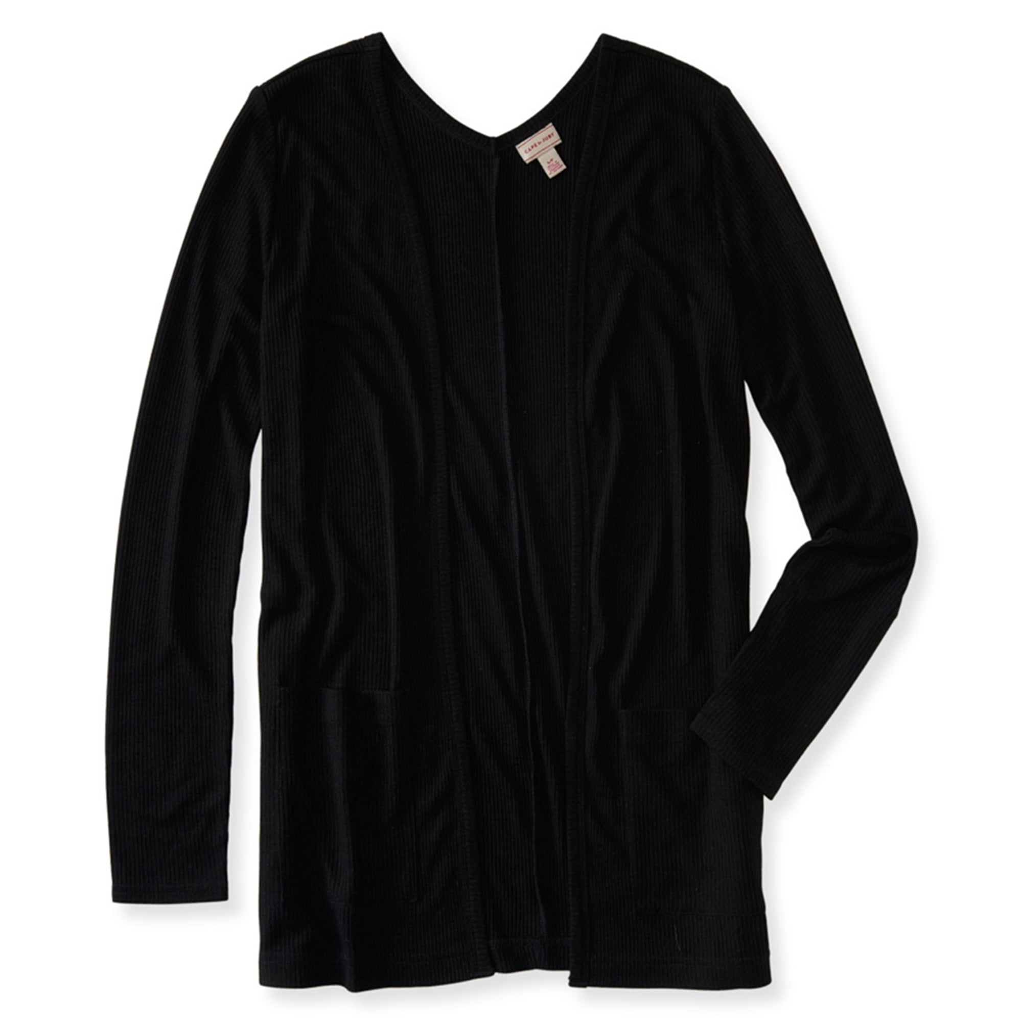 Aeropostale Womens Ribbed Open Front Cardigan Sweater, Black, XSmall
