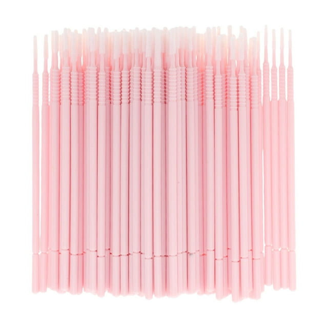 Unique Bargains 100 Pcs Disposable False Eyelash Removal Cotton Swab Pink