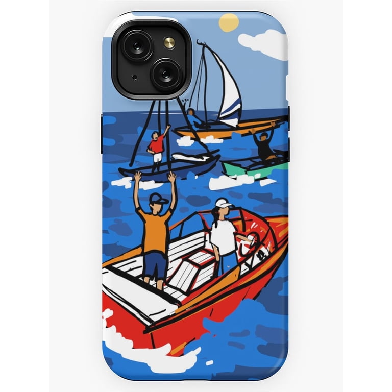 Shell Posster Blue Blue Boating Scene Tough Case for Apple iPhone, Polycarbonate Outer ...