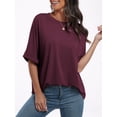 thumbnail image 4 of ANRABESS Womens Tops Oversized T Shirts for Women Short Sleeve Crewneck Casual Loose Basic Tee Shirt Trendy Summer Fashion Clothes Wine Medium, 4 of 10