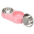 thumbnail image 4 of Comedero doble antideslizante de acero inoxidable para mascotas, comedero para mascotas medianas y pequeñas (rosa M), 4 of 14
