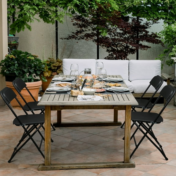 Four Piece Folding Chair, Injection Molded Folding Chair, Plastic Folding Chair for Garden, Restaurant, Picnic, Wedding, Party, Black