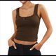 thumbnail image 3 of Camisola de Tirantes para Mujer, , Ajustada, de Punto Acanalado, con Encaje, para Verano, con Cuello Cuadrado y Sin Mangas. Café M, 3 of 10