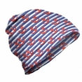 thumbnail image 1 of Nautical Unisex Beanie, Anchors on Stroke Stripes, Hiking Outdoors, Vermilion Violet Blue, by Ambesonne, 1 of 1