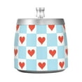 thumbnail image 7 of Yayeee Ashtray with Lid for Cigarette Smokeless Stainless Steel Home Ash Holder, Light Blue Checkered Heart, 7 of 7