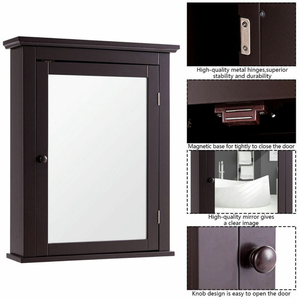 Finihen Bathroom Wall Cabinet, Wall Mounted Bathroom Mirror Cabinet, Bathroom Wall Mounted Storage Mirror Medicine Cabinet, for Bathroom, Brown Finihen Bathroom Wall Cabinet, Wall Mounted Bathroom Mirror Cabinet, Bathroom Wall Mounted Storage Mirror Medicine Cabinet, for Bathroom, Brown