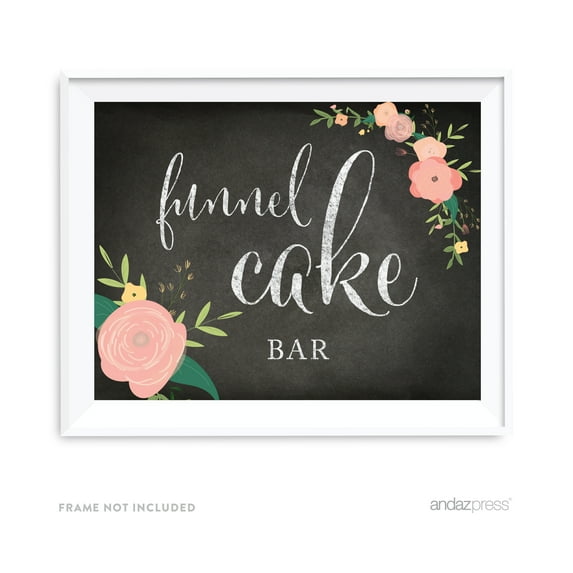 Funnel Cake Bar Chalkboard & Floral Roses Wedding Party Signs
