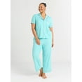 thumbnail image 2 of Joyspun Women's Dreamy Soft Collection Notch Collar Short Sleeve Knit Top & Capri Pajama Set, 2-Piece, Sizes XS-3X, 2 of 4