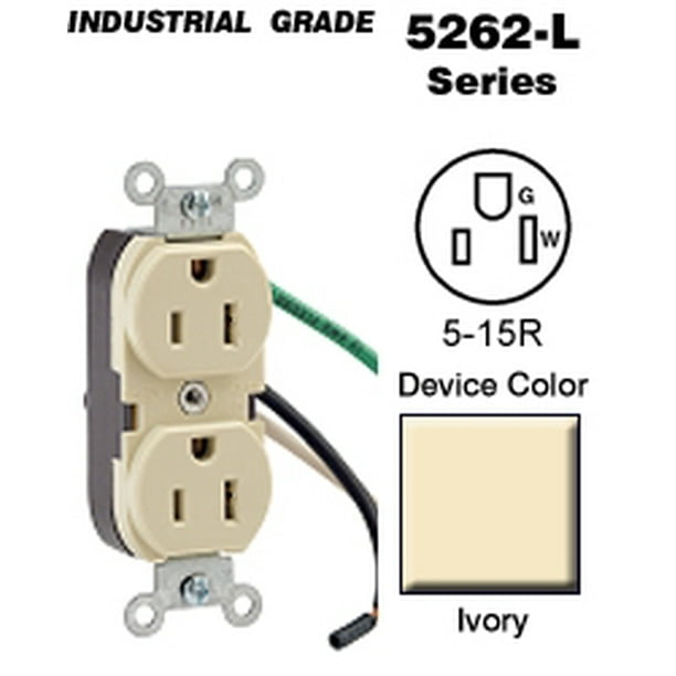 Leviton 5262LI Duplex Receptacle Leaded Device Industrial Grade 515R