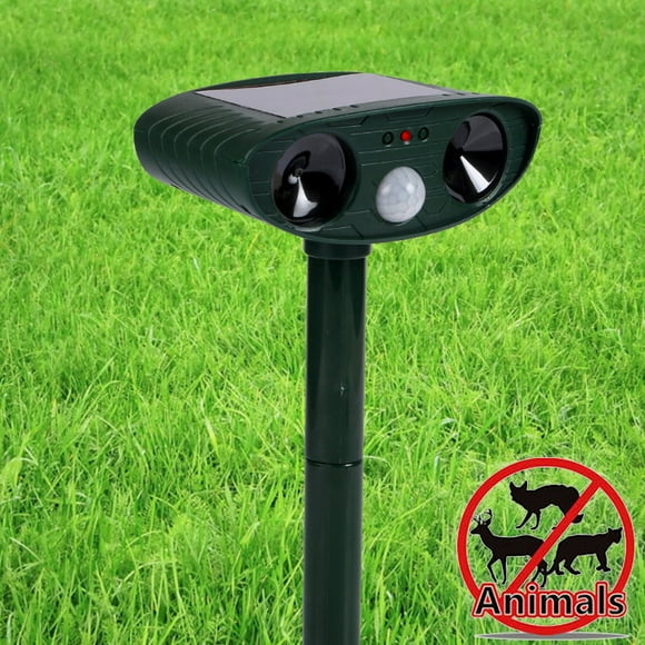 Répulsif Chat Ultrason, Répulsif Animaux Alarme Sonore et Visuelle, Charge de Solaire , Répulsif Étanche avec 5 Fréquence Réglables pour Chats, Chiens
