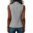 thumbnail image 4 of Women's Sleeveless Blazer Vest Lapel One Button Cropped Suit Waistcoat With Pockets M, 4 of 8