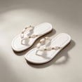 thumbnail image 2 of Women Jewelled Flip Flops Thong Strap Open Round Toe Comfy on Flats Sandals Casual Summer Beach Slippers, 2 of 4