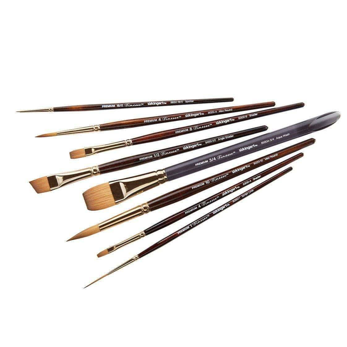Kingart Finesse Kolinksy Sable Brown Synthetic Brushes, Set of 8, All Ages