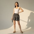 thumbnail image 5 of Elephant Print Relaxed Summer Shorts with High Elastic Waist and Pocket, 5 of 5