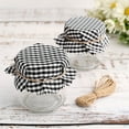thumbnail image 2 of Efavormart 6 Pack | 6" Black/White Checkered Jam Jar Covers, Gingham Polyester Fabric Mason Jar Covers with Jute String - Scalloped Edge, 2 of 5