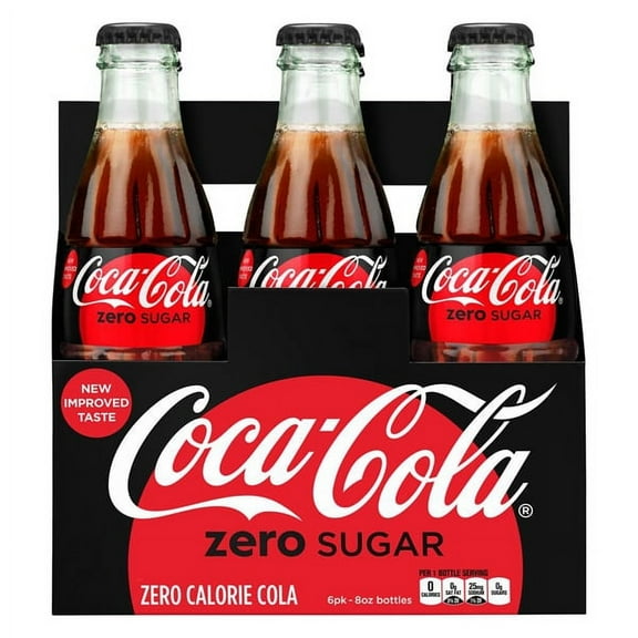 Coke Zero Sugar 8 oz Glass Bottles - Pack of 6