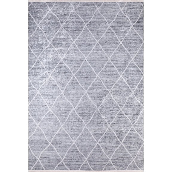 Foshan Grey Geometric Polyester Area Rugs for Living Room Washable Rugs Boho Moroccan Area Rug Soft Neutral Geometric Bohemian Distressed Indoor Rug for Bedroom Dining Room Office Nonslip Rug