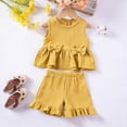thumbnail image 2 of CAUYDY Baby Girls Toddler Summer Outfit Short Sleeve T-shirt Elastic Waist Shorts 2 Piece Short Set Summer Pjs For 18-24 Months 2t 3t 4t 5t Summer Pjs Kids (Sizes 6-9 Months,F02-Yellow), 2 of 9