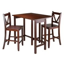 FurniFact 3-Piece Counter Height Dining Set, Drop Leaf Table, Two Stools, Solid Wood