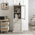 thumbnail image 3 of Farmhouse Storage Cabinet,Freestanding Cabinet with 2 Doors and 1 Drawer,Glass Display Cabinet Ample Storage Space for Living Room,Kitchen,Office (White), 3 of 8