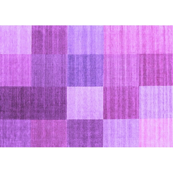 Ahgly Company Indoor Rectangle Checkered Purple Modern Area Rugs, 7' x 9'