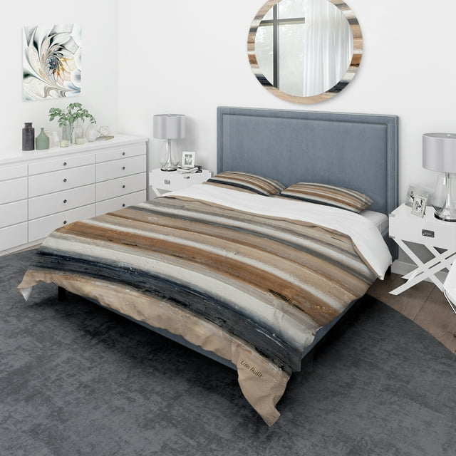 Designart 'Geometric Circle Natural Balance III' Geometric Bedding Set - Duvet Cover & Shams